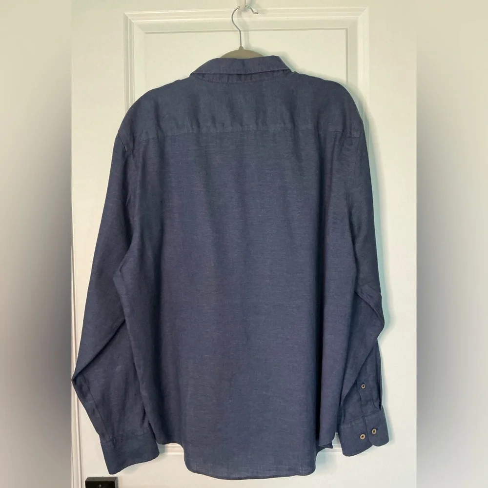 UNTUCKit Men’s Linen Vin Santo Shirt Wrinkle-Resistant Navy Blue Size XL